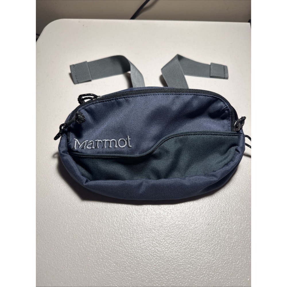 Marmot Waist Pack Multi Pocket Bag Lumbar Fanny Pack Bag Small Blue Two Zip